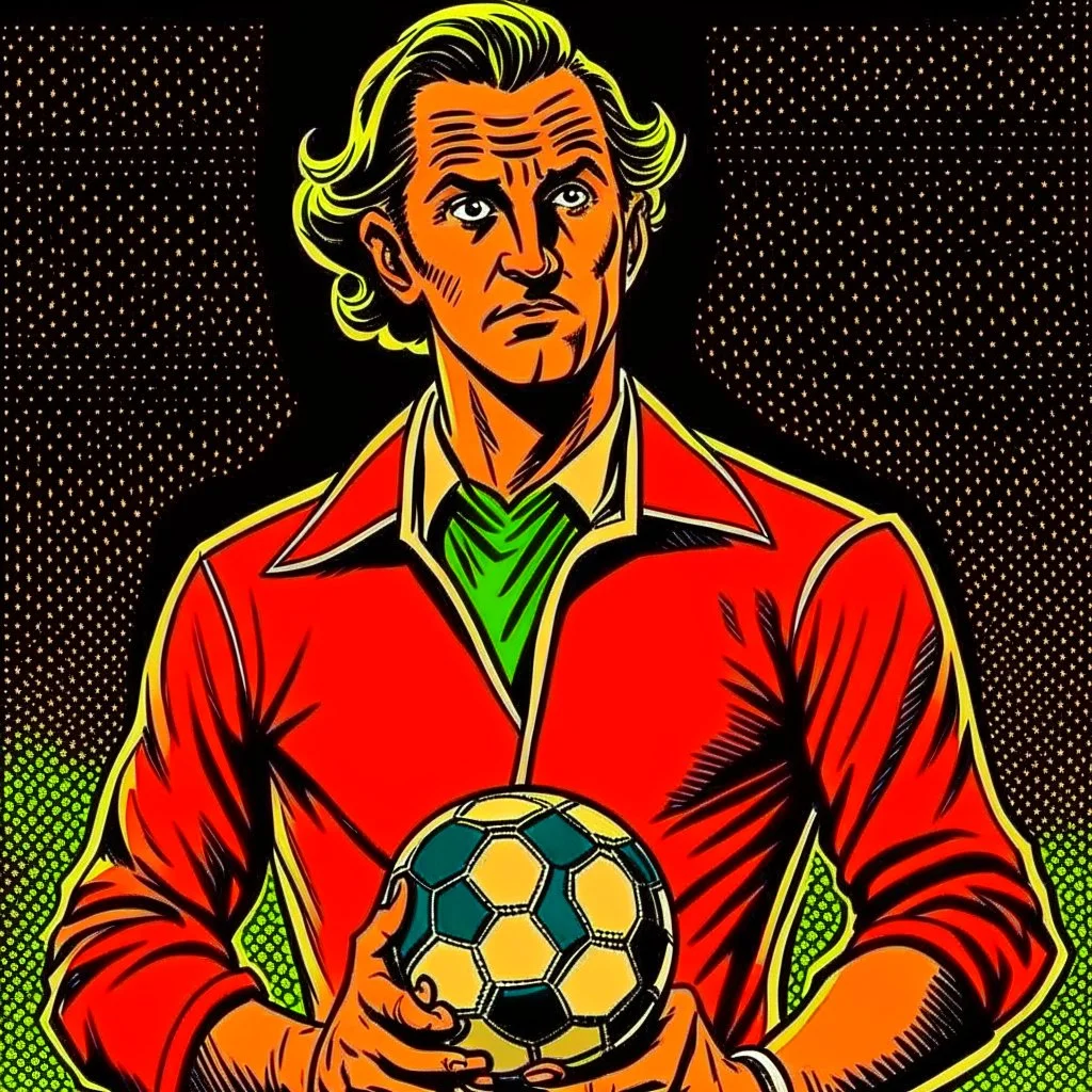 Diego Forlan Football soccer player posing. Dark detective comic watchmen 1940 vintage. Paranormal.