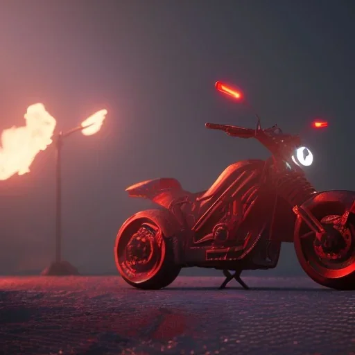 Futuristic fire bike, cinema4d, unreal engine 5, 8k