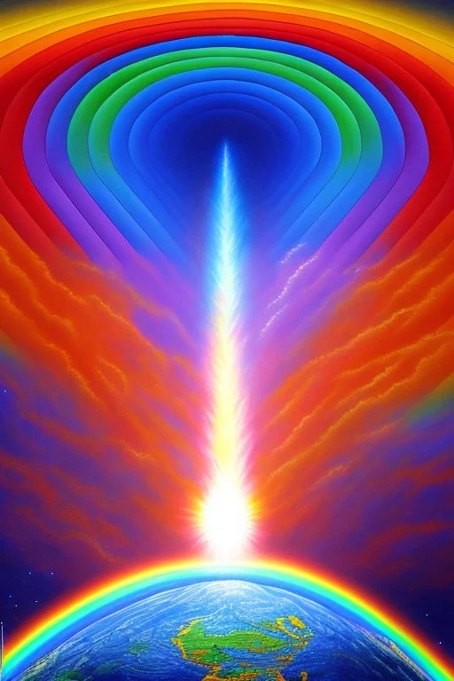 intergalactic very beautiful ufo rainbow futurist