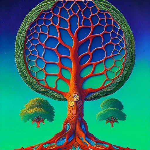 fullbody Drawing of 'sketch of an ancient tree of life',intricate detail,andrea bonelli,Kilian Eng,Ohrai,evan lee,Aleksandr Sidelnikov,KyuYong Eom,three quarters frontal aerial view,toned colors,32k