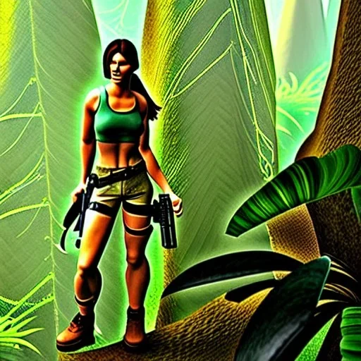 lara croft in the sweltering jungle