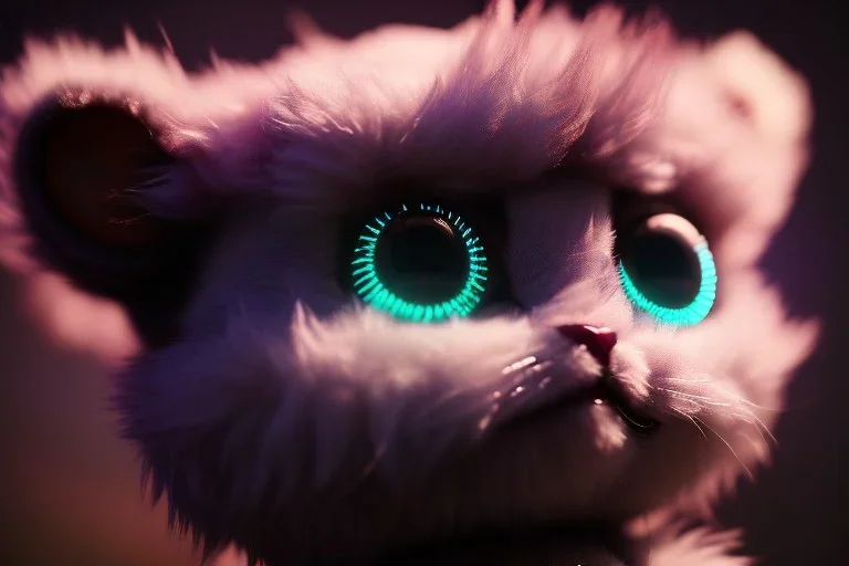 cutest AND softest creature in the world| large doll like eyes| supernatural and otherworldly| highly detailed vibrant fur| magical glowing trails| light dust| aesthetic| cinematic lighting| bokeh effect| mdjrny-v4 style