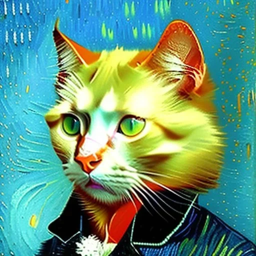 Portrait of a cat by Van Gogh