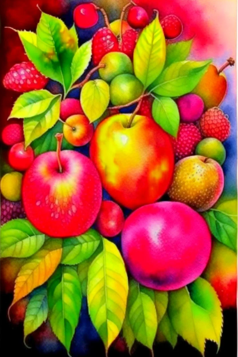 The forbidden fruit, beautiful watercolor painting, realistic, detailed, fine art, soft watercolor, beautiful, radiant, impressionism,