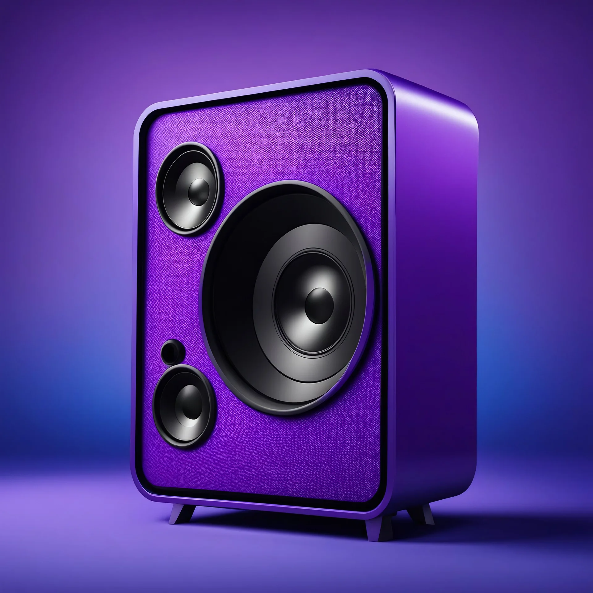 Create purple music speakers and blue background