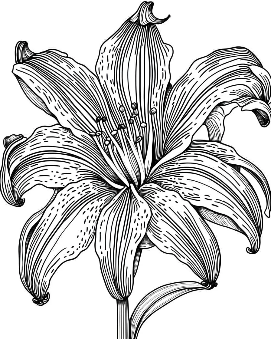 real massive Lily flower coloring page