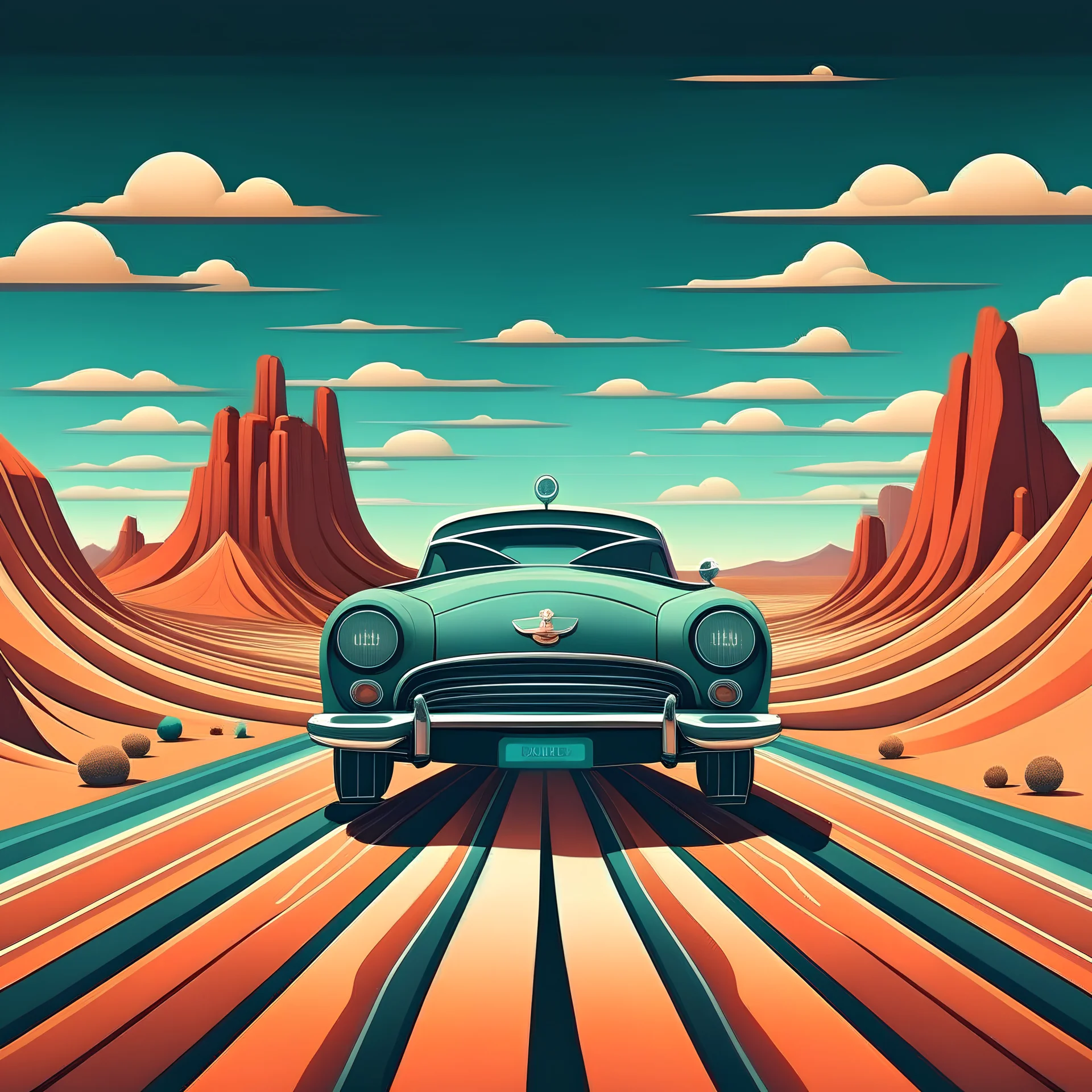 album cover for a playlist created for a car journey. Car trip. It has an awesome mix of music, from lots of different musical artists. Not symmetrical