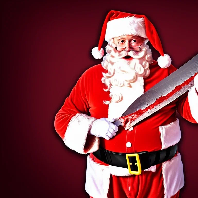 Photo, Santa Claus, blood and guts, butcher knife, meat cleaver