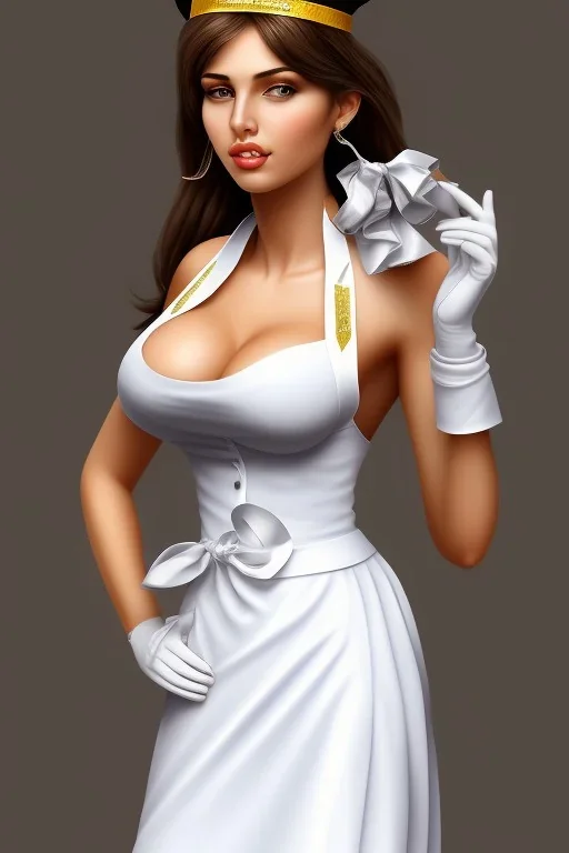 A very beautiful sexy Greek maid, like a statue