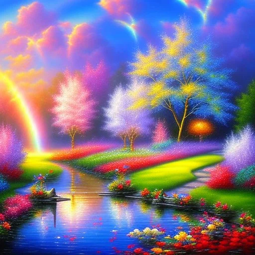 verybeautiful-magical-garden-of-the-angelic-kingdom-blue-and-pink-plants-and-trees-small-river-sunshine-flowers-haze-thumb-rainbow-ufo-bright-colors