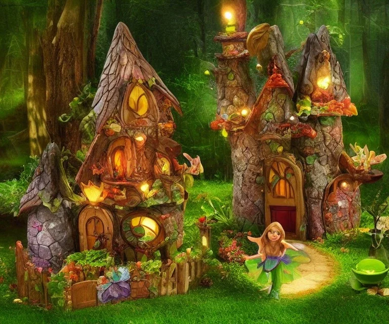 magic fairy and elf house in a magic forest