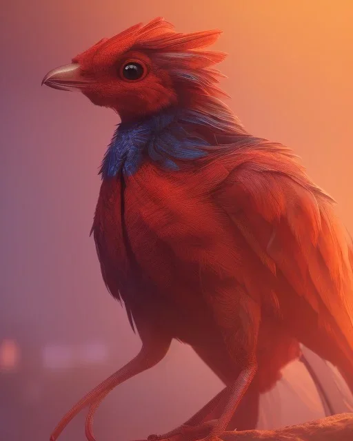 A beautiful portrait of a phenix bird ,fire red colour scheme, high key lighting, volumetric light ,high details ,psychedelic background