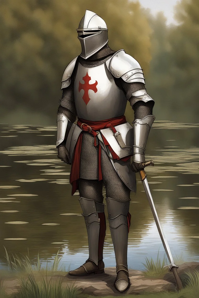 [Medieval] A knight in armour around a pond