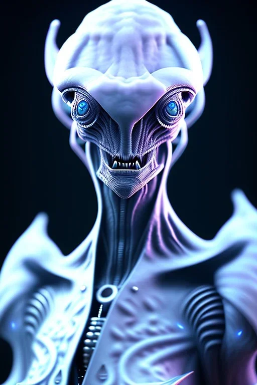 full bodied ghostly alien, 8k, finely detailed, photo realistic.