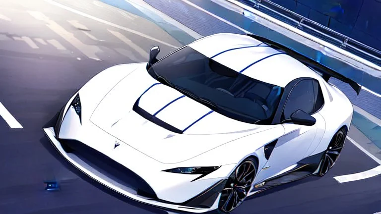 A Tesla's 'Model S Plaid' is racing at top speed, across the 'Area 51' facility in the USA. CINEMATIC. WIDE ANGLE LENS.