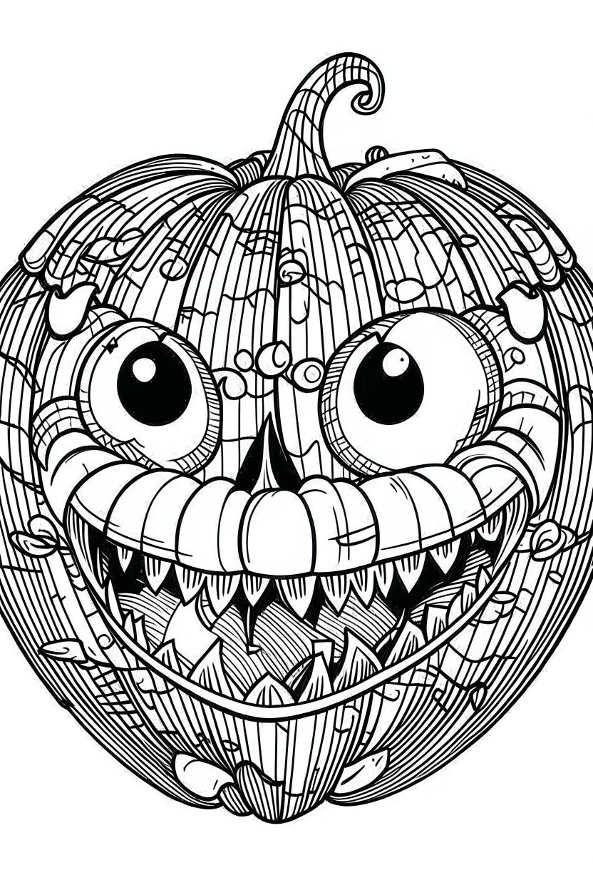 Jack o lantern. Outline, sketch style, only use outline, mandala style, clean line art, white background, no shadows, no clear wall, coloring page. mad face.