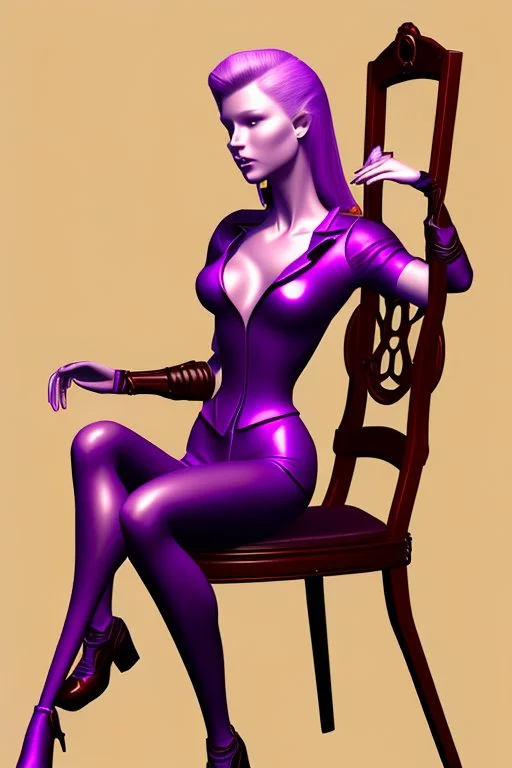 Violet lugging a chair about