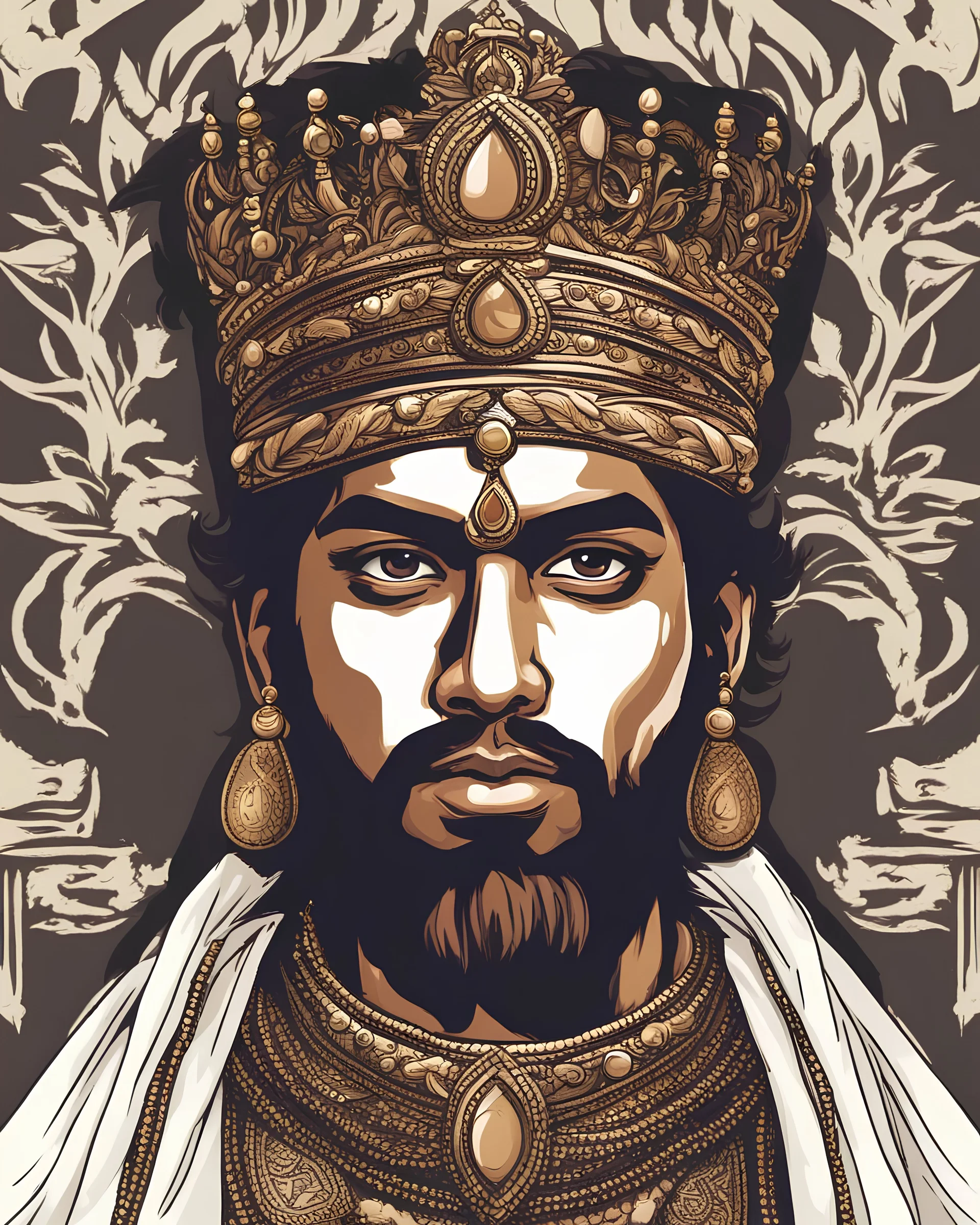 a Indian young king's face clipart style