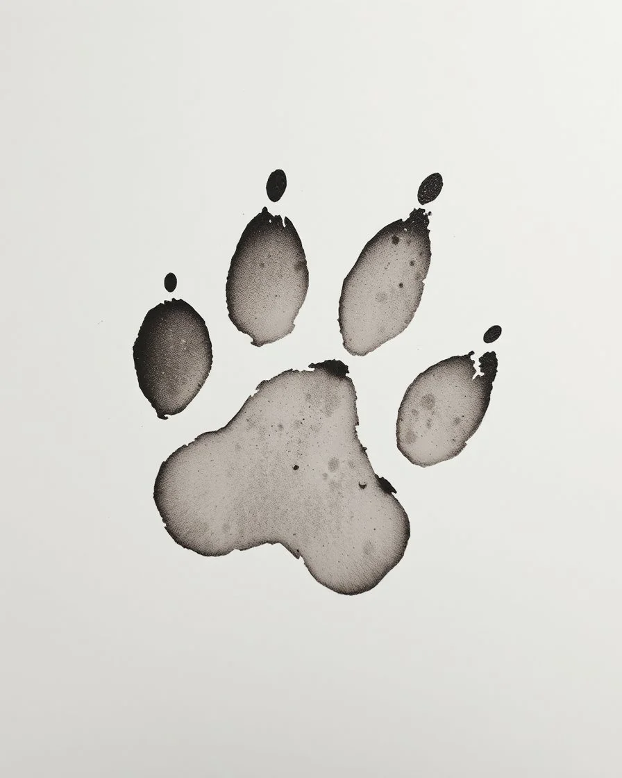 ink dog paw print, dirty