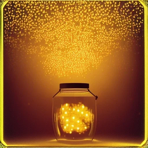 lantern, swarm of glowing fireflies inside a belljar, polaroid, luminescent glow, moody, tender, photorealistic, octane render, golden hour