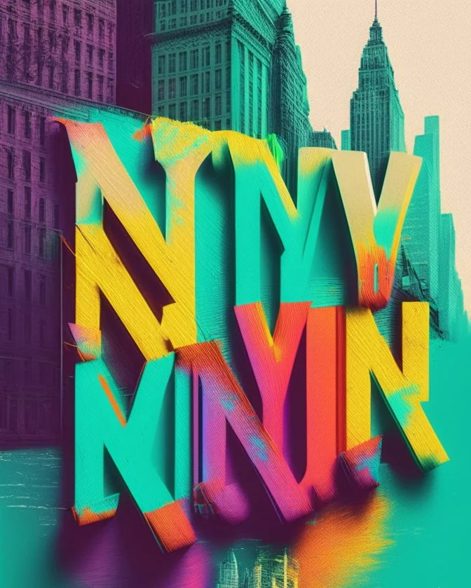 Writing New York in colour text