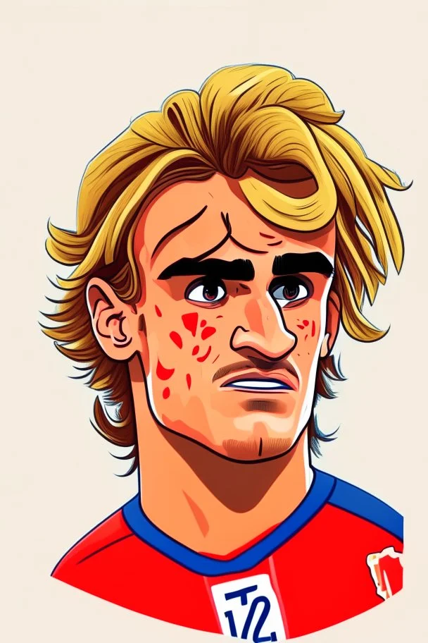 Antoine Griezmann French football player ,cartoon 2d