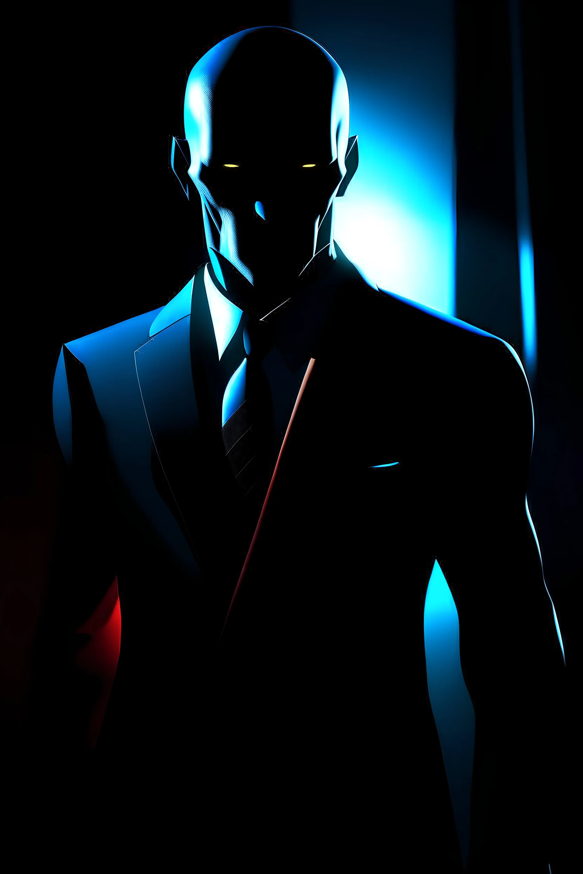 male hitman with cold glow behind