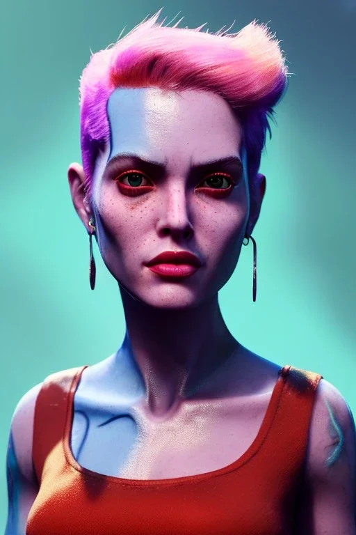 Fashion Portrait, tank girl pin-up, make up, natural busty, retro futuristic style, glow eyes, cinematic, Ultra realistic, wide angle view, soft color, highly detailed, unreal engine 5, ray tracing, RTX, lumen lighting, ultra detail, volumetric lighting, 3d, finely drawn, high definition.