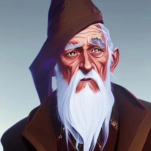 Portrait of a 90 year old warlock like Albus Dumbledore, Gandalf, Merlin, Sherlock Holmes and Mary Poppins