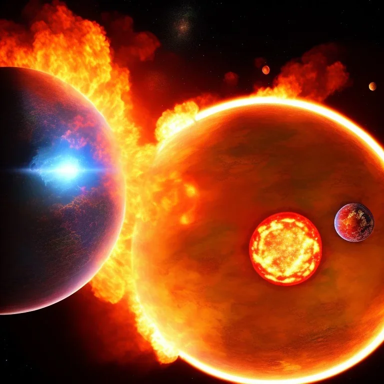 universe with many burning planets, adobe photoshop, cinme4d, 3drender, sony alpha 7IIIs