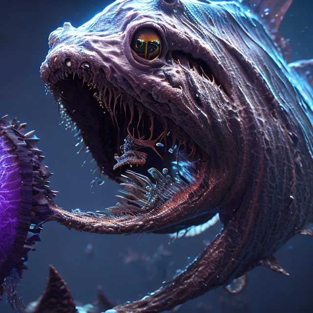 fluid ink angler fish creature, unreal engine 5, 8k resolution, photorealistic, ultra detailed