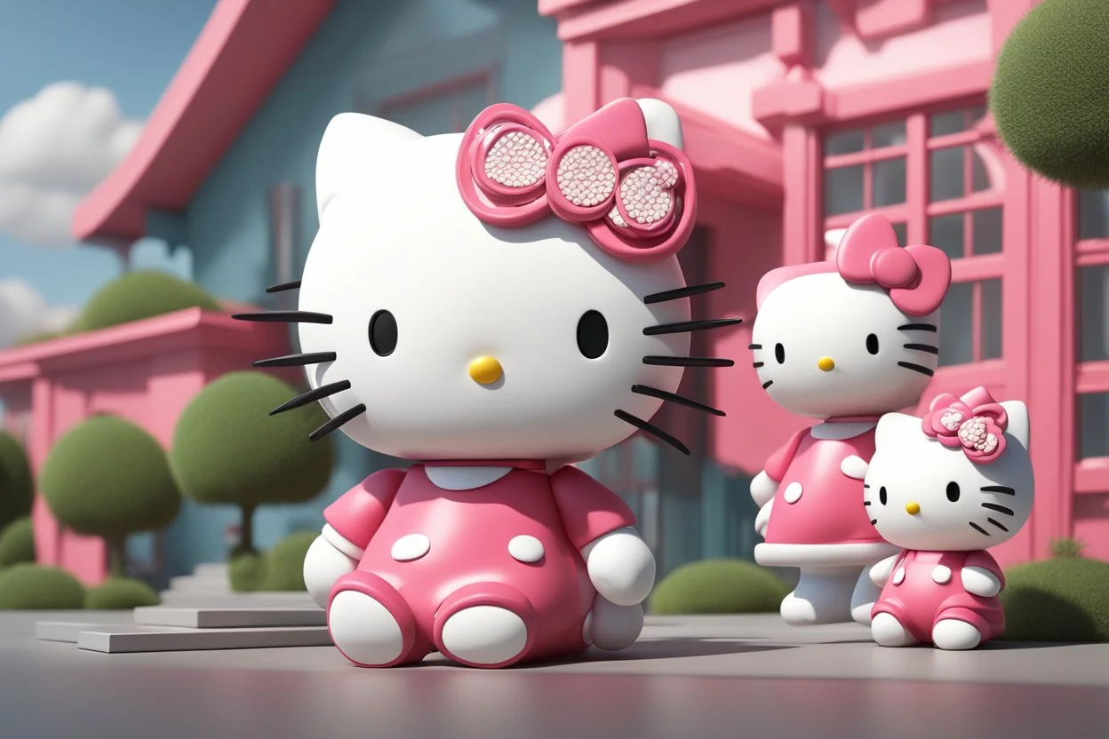 Extreme detailed photorealistic composition,ultra high quality.ultra detailed 3d illustration of Hello Kitty cartoon style., pixar -disney -weba style, unreal engine rendering, 64k Ultra high definition details