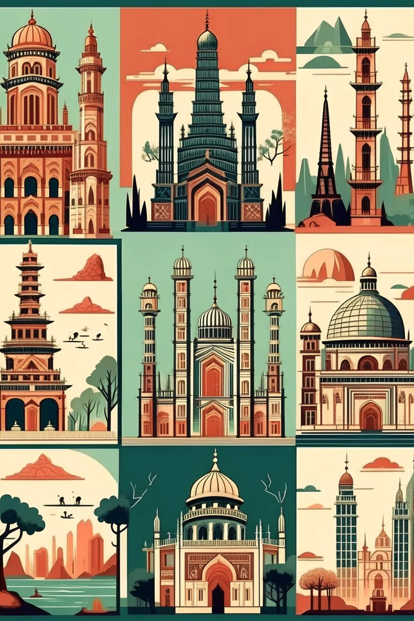 Include illustrations of iconic structures such as the Eiffel Tower, the Taj Mahal, the Statue of Liberty, the Colosseum, or the Great Wall of China. These landmarks are recognized worldwide and offer a sense of grandeur.