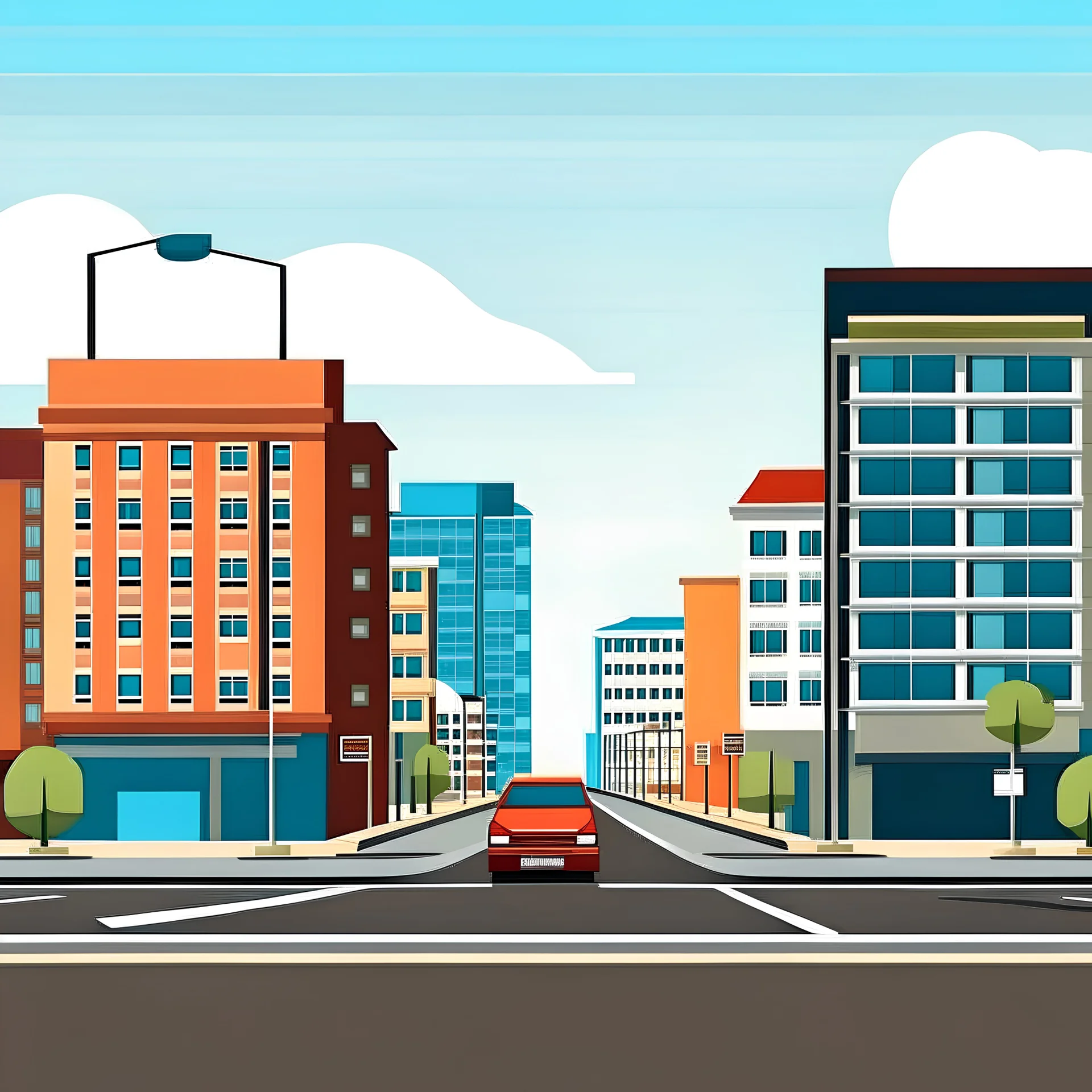urban buildings on the road vector