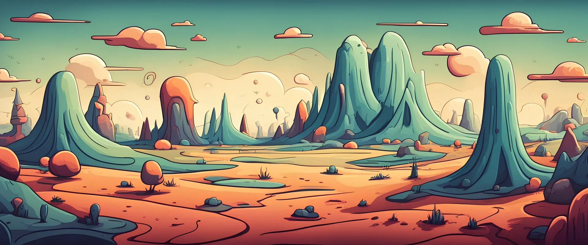 cartoon landscape strange on surface