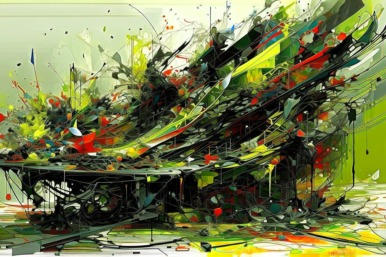 A non-objective structural glitch, arafed zero-composition, impossible intersection of exploding rusty scrap metal and dripping oil paint. Arafed tectonic geometry with uncanny negative space, Fish storm vibe. Ultrafade random bleak colors: watery pale light green, black, yellow, red. perspective broken, photographic texture but zero logical form. Fragmented, unnerving, anti-symmetry