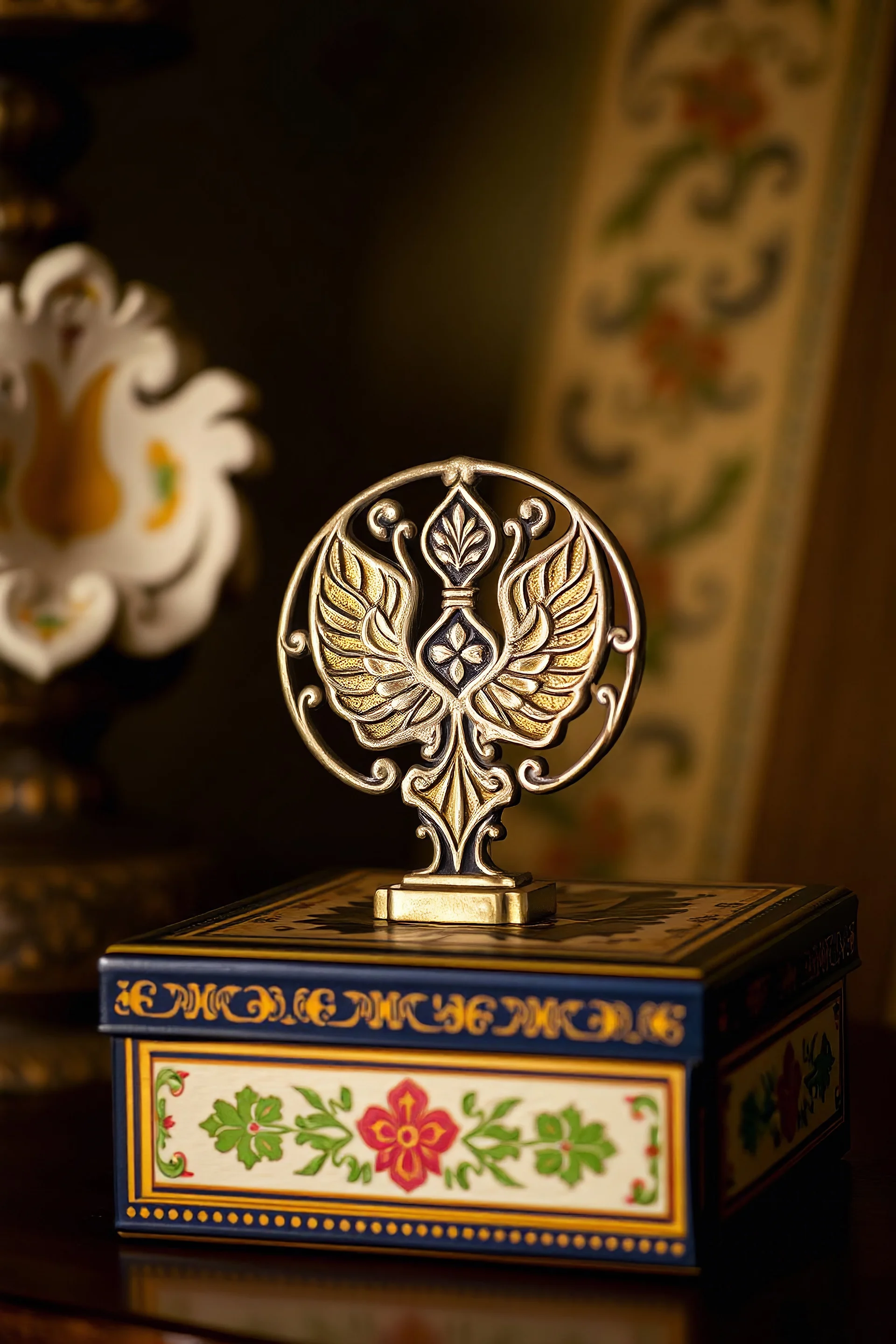 "Ukrainian ornament on a box."