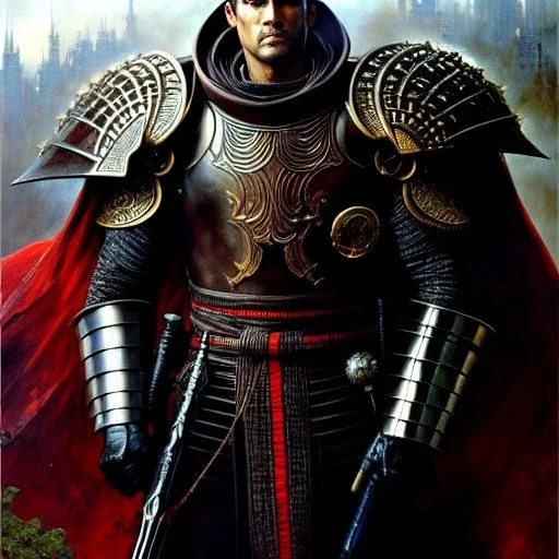 portrait 'Guts-Berserk',ancient metal armor ,painting by gaston bussiere, greg rutkowski, yoji shinkawa, yoshitaka amano, tsutomu nihei, donato giancola, tim hildebrandt, oil on canvas, cinematic composition, extreme detail,fit full head inside picture,16k