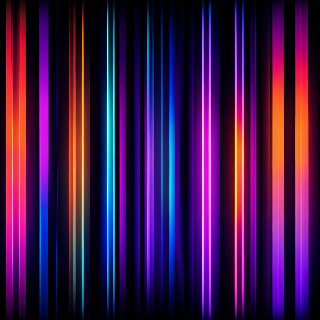 Red Orange Blue Purple Thick Gradient Vertical Neon Strips With Black Background.