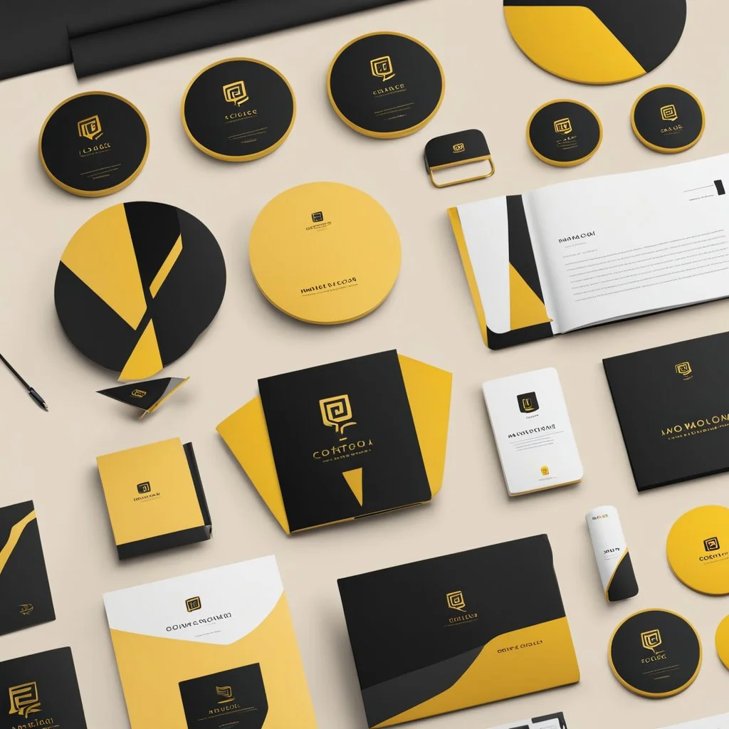 minimalist logo. one logo. tech company. write name: black gold. colors: black and yellow