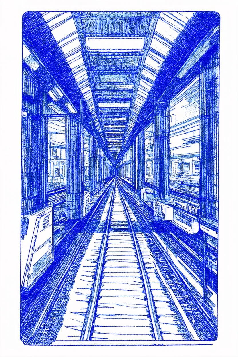 Metro dessiné au stylo Bic bleu