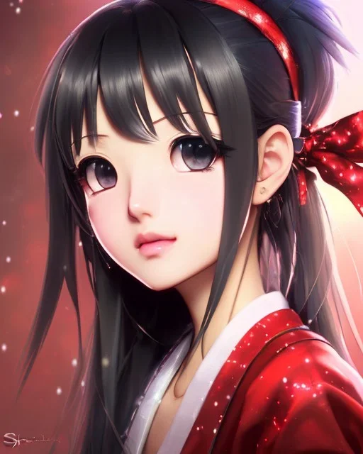 Detailed cute happy anime Kunoichi Christmas girl, Christmas colours, intricate details, full body portrait, keep head in frame, slight smile, black Japanese motif, concept art, highly detailed, digital painting, concept art, sharp focus, illustration, art by Yoji Shinkawa, WLOP and greg rutkowski and alphonse mucha and artgerm and yanjun Chen and Junji ito and Makoto Shinkai, HDR, octane render