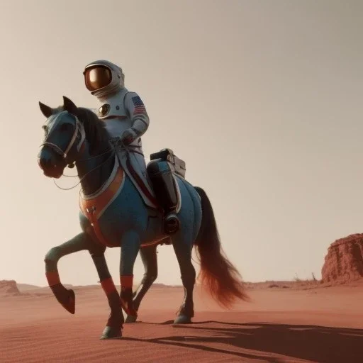 Riding horse astronaut Jupiter, Wes Anderson Lut, unreal engine 5, octan render