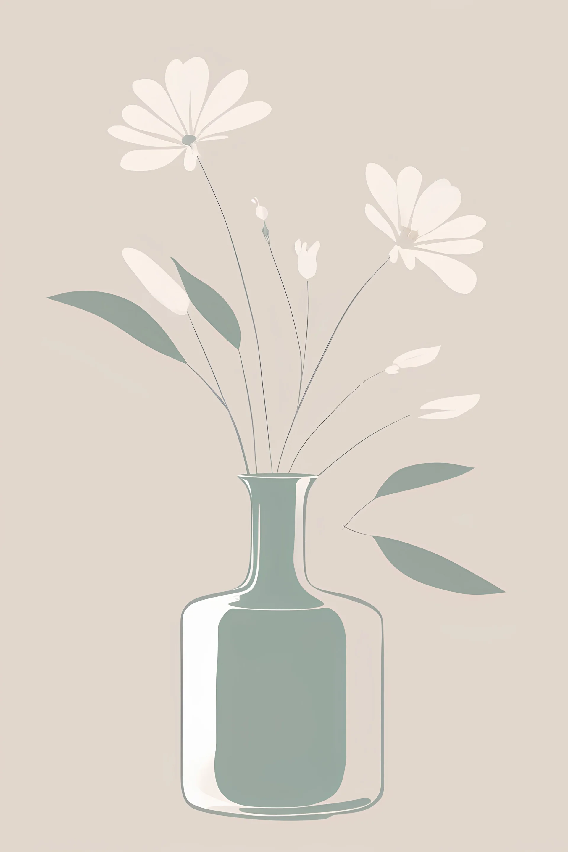 Simple Elegance Minimalist Flower in Vase Digital Art