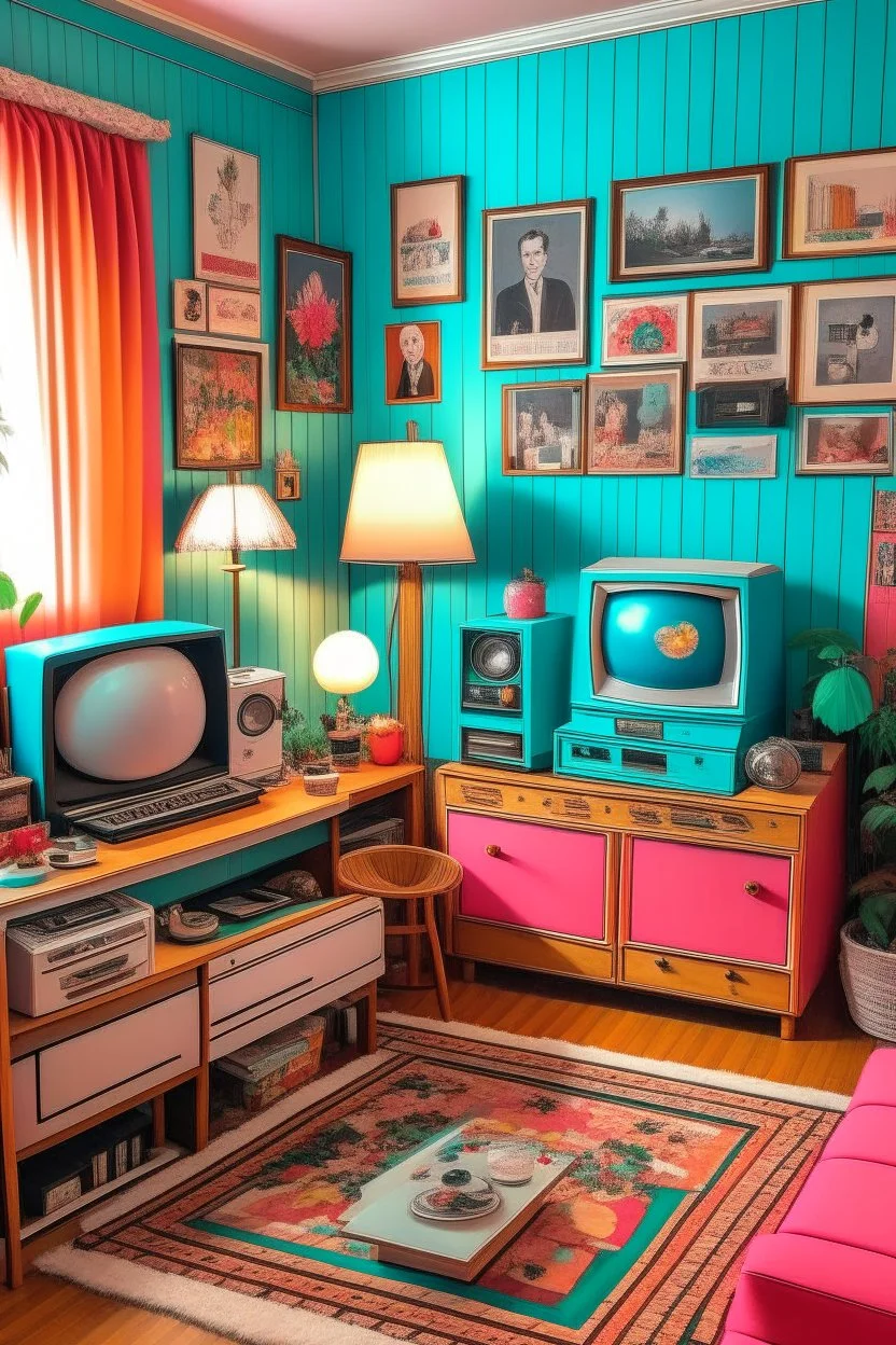 A vintage room embodying the essence of the 1980s