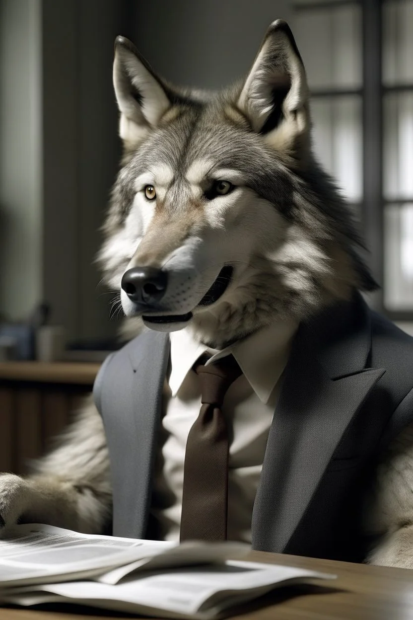 a humanized wolf who can help in reading a document