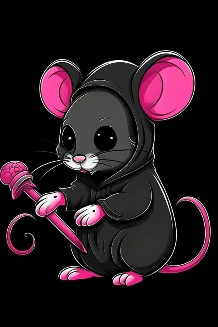 cute mouse grim reaper pink and black