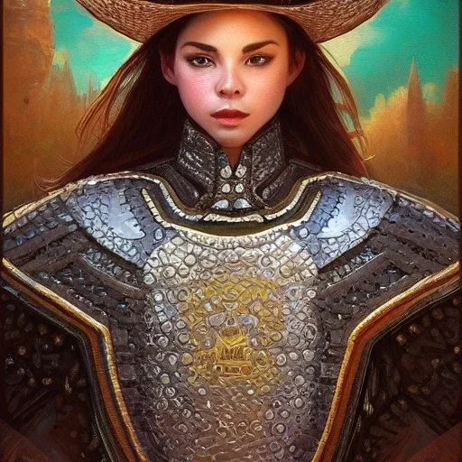 portrait,"Insanely detailed photograph of an armored mariachi warrior", highly intricate chainmail charo,colorful Sombrero,elegant, highly detailed D20, digital painting, artstation, concept art, smooth, sharp focus, illustration, art by artgerm and greg rutkowski and alphonse mucha, 8 k