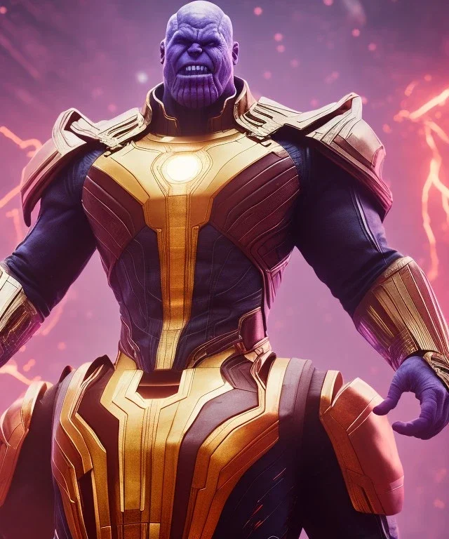 thanos, white suit with red lights, full body close up, soft light atmosphere, light effect，vaporwave colorful, concept art, smooth, extremely sharp detail, finely tuned detail, ultra high definition, 8 k, unreal engine 5, ultra sharp focus