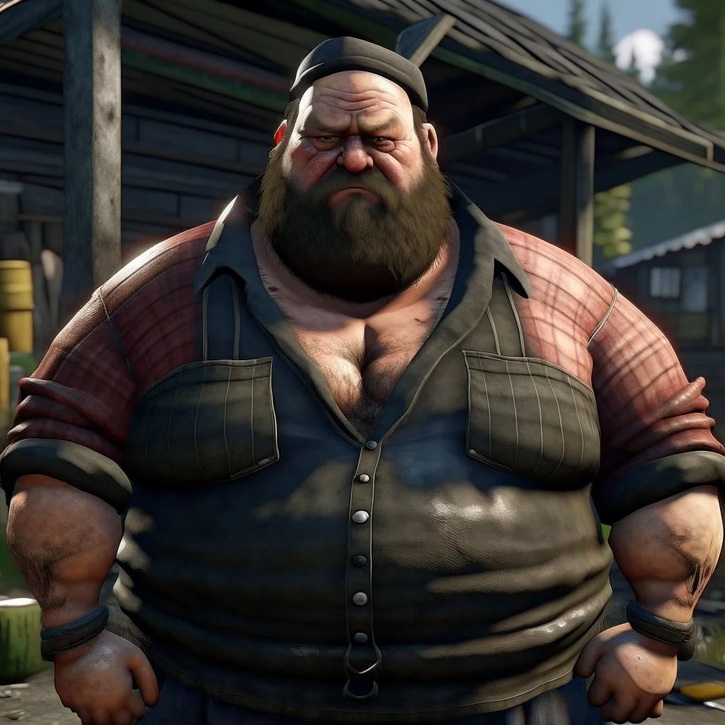 The fat and furious lumberyard owner Big K realistic grimdark